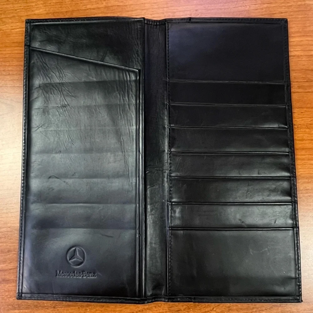 Mercendes Benz Black Leather Document Holder Several Slots and Compartments